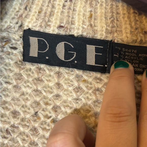 Vintage P.G.E Open Front Oat/Ivory Wool Mohair Blend- Size Large - Picture 5 of 7